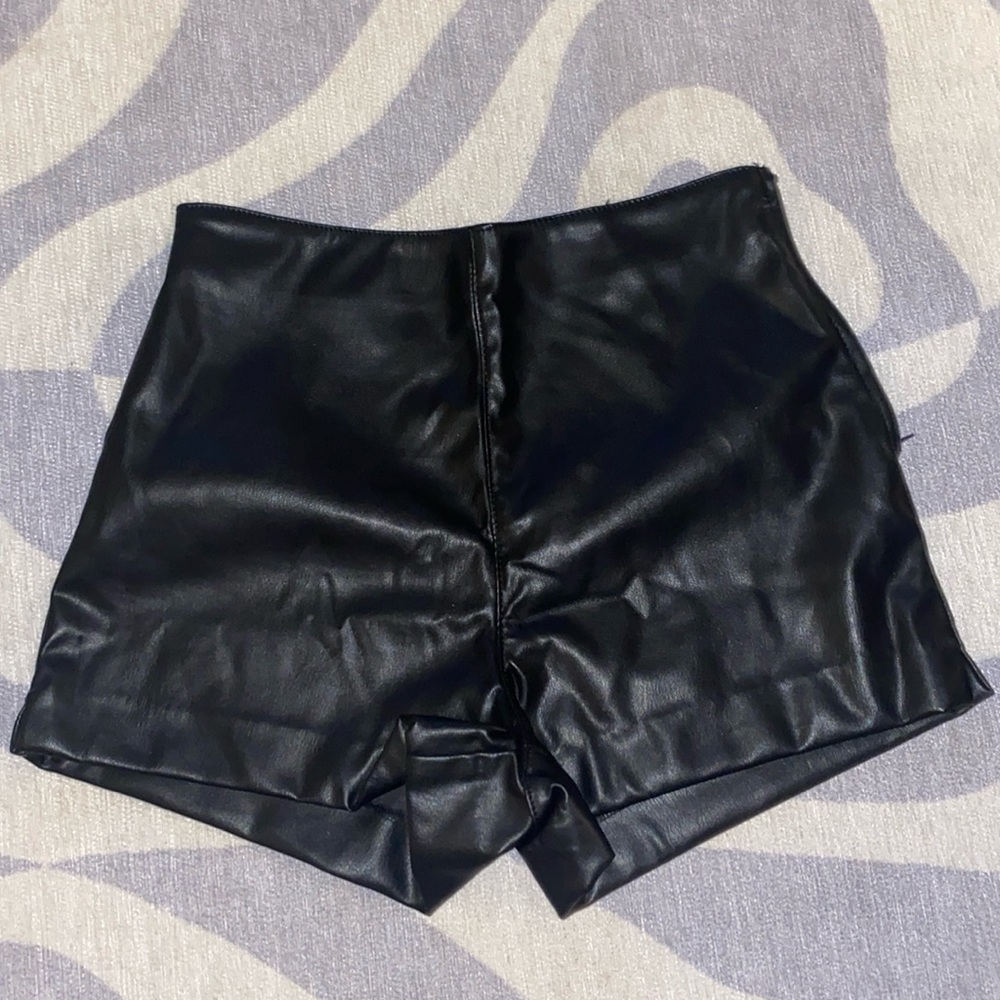 Black Pleather High-Waisted Shorts